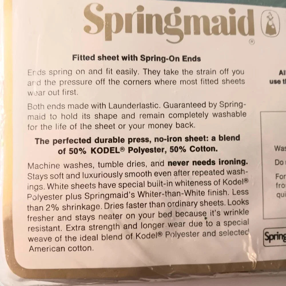 Vintage Springmaid Rose Flat Sheet Full Double Prelude No-Iron Marvelaire New